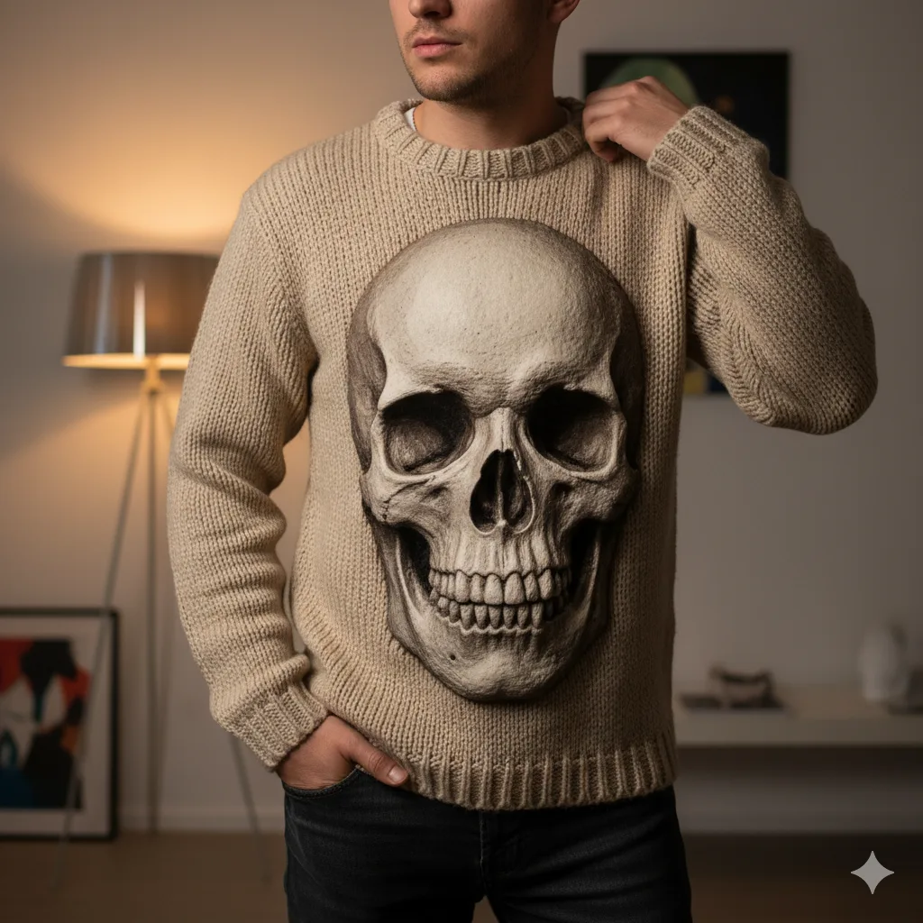 3D skull sweater