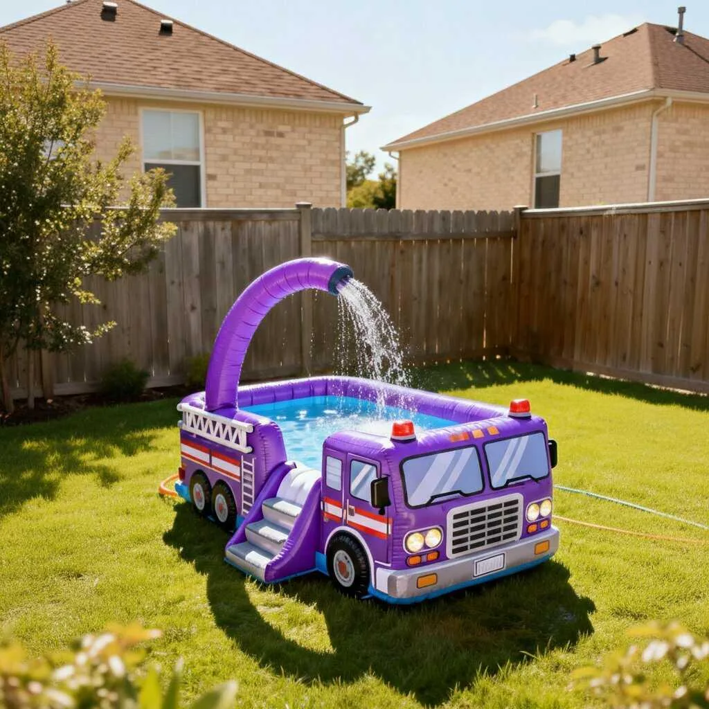Giant Inflatable Firetruck Pool with Sprayer